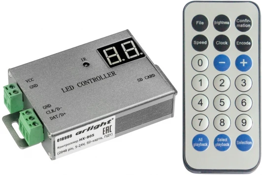 016999 Контроллер HX-805 (2048 pix, 5-24V, SD-карта, ПДУ) 016999 Arlight