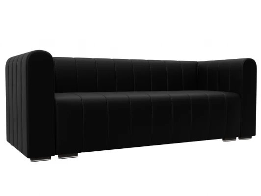129992 Диван прямой Лига-073 (ДСП,Фанера/Пластик/Экокожа/Черный) Лига Диванов 129992