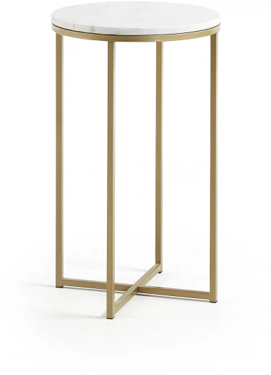 068385 Журнальный стол La Forma (ex Julia Grup) Sheffield (Белый,Золотой/ Металл,Мрамор,Сталь)
