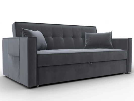 134887 Диван прямой Лига-104 (160) (ЛДСП,Брус,Фанера,Велюр/Серый) Лига Диванов 134887