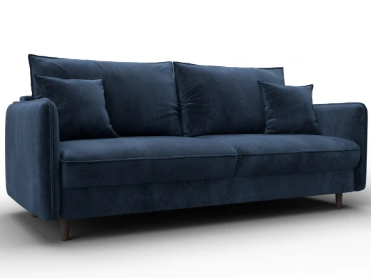 129609 Диван прямой Лига-064 НПБ (ДСП/Дерево/Велюр/Синий) Лига Диванов 129609