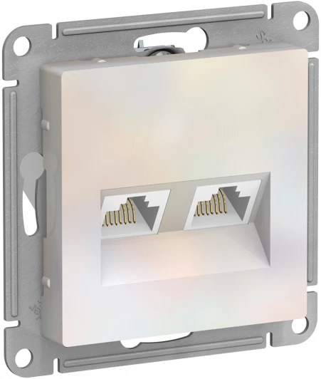 ATN000485 Розетка встраиваемая двойная Ethernet RJ-45 (жемчужный) Systeme Electric AtlasDesign ATN000485