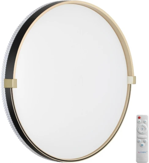 7647/EL Настенно-потолочный светильник Sonex Olidi Black 7647/EL PALE SN пластик/черный/золотой LED 70Вт 3000-6000К D490 IP43 пульт ДУ (220V, круглые)