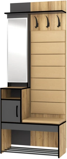 100980 Прихожая Ивару с зеркалом Ольга Лофт 1, Дуб крафт золотой/Темно-серый
