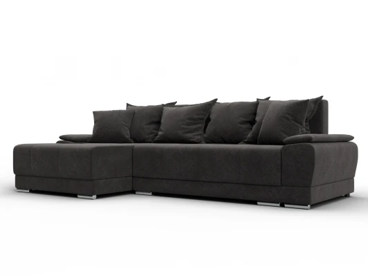 137096L Диван угловой Лига-119 угол левый (ДСП,Брус,Фанера,ЛДС,Велюр/Темно-коричневый) Лига Диванов 137096L