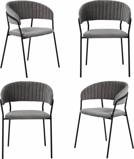 FR 0556K Комплект из 4-х стульев Turin серый вельвет с чёрными ножками Bradexhome арт.FR 0556K