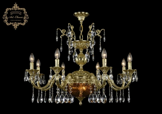 31.29.8.CK250SP.250GL.G.Sp.Amber.1C Подвесная люстра с хрустальными подвесками Art Classic 31.29 31.29.8.CK250SP.250GL.G.Sp.Amber.1C