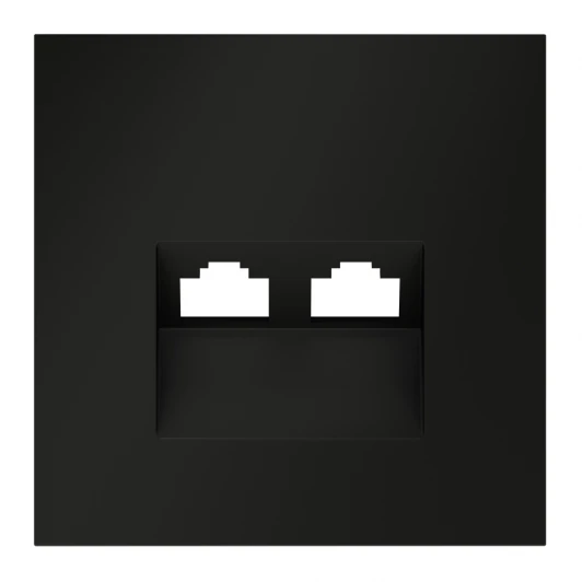 VLS001408 Накладка для розетки компьютерной двойной RJ45+RJ45 Voltum S70 VLS001408 (черный матовый)