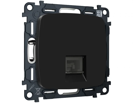 MO812005 Комплект механизма Ethernet RJ-45 розетки экранированной с автоматической защитной шторкой встраиваемый (черный матовый) Ambrella Volt QUANT MO812005