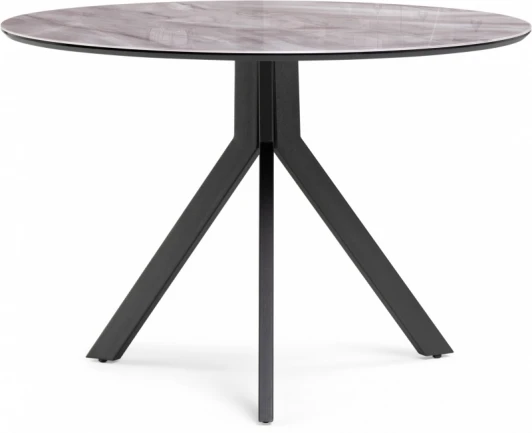 612875 Кухонный стол Notta Том 110х110х75 серый / черный (Стекло/Серый) арт.612875