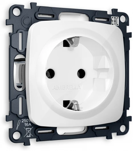 MO106010 Розетка с заземлением (белый глянец) Ambrella Volt QUANT MO106010