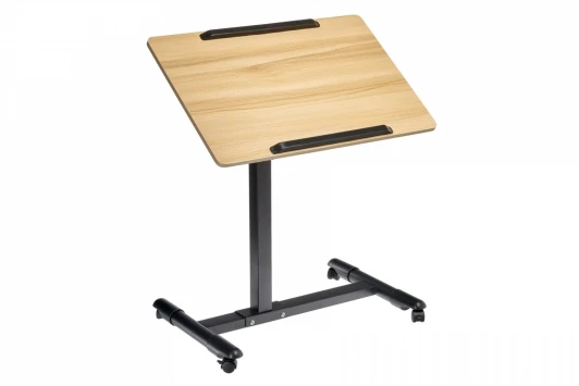 TD 0783 Стол многофункциональный на колёсах, 60x40 см, «РОЛЛИНГ»1 ножка, регул.высота, наклон столешницы, ограничит., мдф, металл, св.дерево, черный Bradex Home РОЛЛИНГ TD 0783