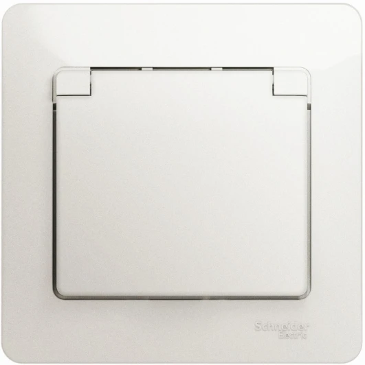 GSL000646 Розетка встраиваемая с заземлением, шторками и крышкой (перламутровый) Systeme Electric Glossa GSL000646