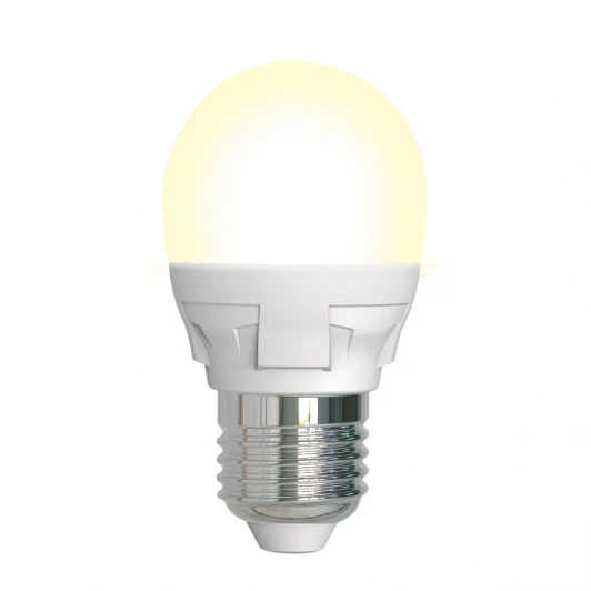 LED-G45 7W/3000K/E27/FR/DIM PLP01WH картон Лампочка светодиодная шар белая E27 7W 3000K Uniel LED-G45 7W/3000K/E27/FR/DIM PLP01WH
