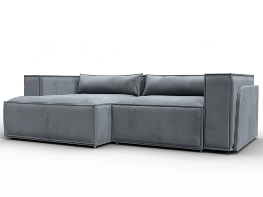 131152L Диван угловой Лига-061 угол левый (ДСП,Брус,Фанера,Велюр/Серый) Лига Диванов 131152L
