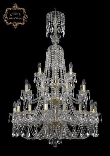 11.21.16+8+4.300.3d.XL-130.Gd.Sp Подвесная большая люстра Art Classic 11.21 11.21.16+8+4.300.3d.XL-130.Gd.Sp (220V, хрусталь, на цепи, подсвечник, свеча)