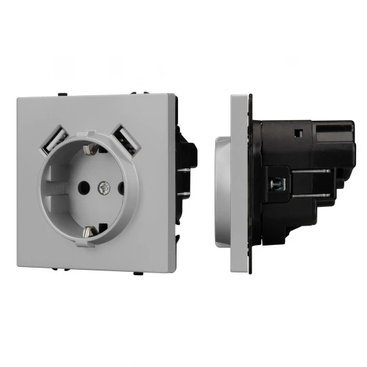 059443 Механизм розетки с USB зарядкой SCT-NOBE-MUAA-SFPL-IS (230V, 16A) (Arlight, Никель) 059443