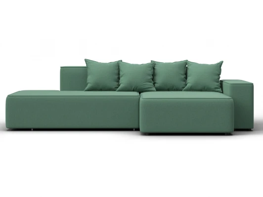 129815 Диван угловой Лига-079 угол правый (ДСП/Пластик/Рогожка/Зеленый) Лига Диванов 129815