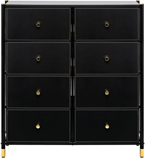 2500000209741 Комод Leset Нирита/Хайди, 8 ящиков, Черный (Сталь,Экокожа/Черный) арт.2500000209741