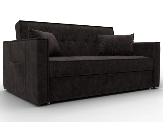 134867 Диван прямой Лига-104 (140) (ЛДСП,Брус,Фанера,Велюр/Коричневый) Лига Диванов 134867
