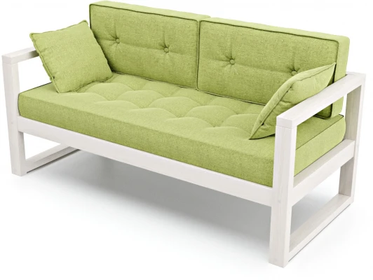 19222 Диван Arsko Астер Мини беленый дуб зеленая рогожка