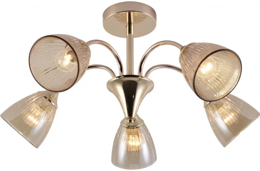 1129/5P Потолочная люстра на штанге Escada Amelia 1129/5P 5x60Вт E27, металл/стекло, золото