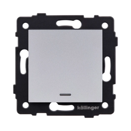 REA-S-013GY Выключатель кнопочный 1-клавишный 10А/250В с LED подсветкой, серый Kollinger REA-S-013GY для Aspekt, Eleganz, Reflex