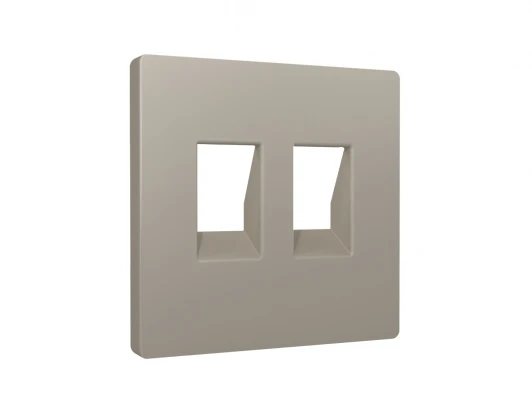 AP3721 Лицевая панель для Ethernet RJ-45/телефонной RJ-11 двойной розетки (серо-бежевый матовый) Ambrella Volt QUANT AP3721