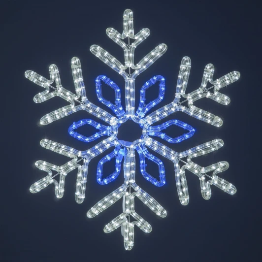 LC-13093 Светодиодная снежинка "Кристалл" диаметр 0,7м бело-синяя, дюралайт на металлическом каркасе, IP65 Laitcom LC-13093