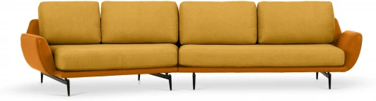 799386 Диван Ispani угловой левый ОГОГО (арт.799386), (Ткань,Экокожа/Оранжевый)