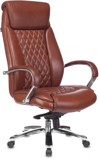 T-9924SL/CHOKOLATE Кресло руководителя Бюрократ T-9924SL светло-коричневый Leather Eichel кожа крестовина металл хром