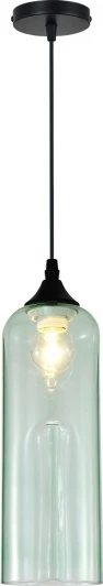 2110/1S Green Подвесной светильник Escada Yumbilla 2110/1S Green 1х40Вт Е27, металл/стекло, черный, зеленый плафон (220V, на проводе, круглые)