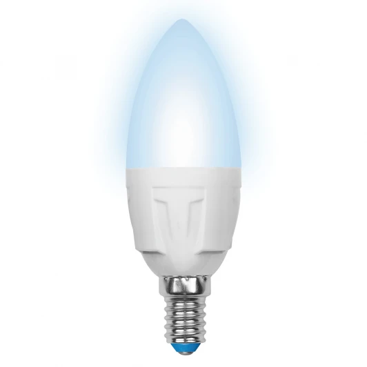 LED-C37-6W/NW/E14/FR/DIM PLP01WH картон Лампочка светодиодная свеча белая E14 6W 4500K Uniel LED-C37-6W/NW/E14/FR/DIM PLP01WH