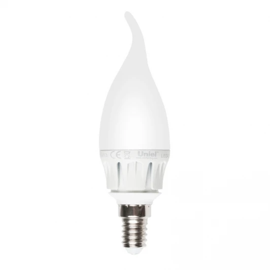 LED-CW37-6W/NW/E14/FR ALM01WH пластик Лампочка светодиодная свеча на ветру белая E14 6W 4500K Uniel LED-CW37-6W/NW/E14/FR ALM01WH