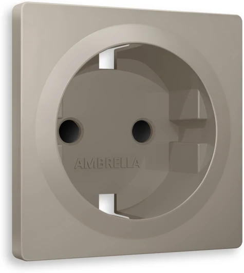 AP3670 Лицевая панель Ambrella Volt ALFA (Серо-бежевый матовый) для электрической розетки с/з со шторками QUANT AP3670