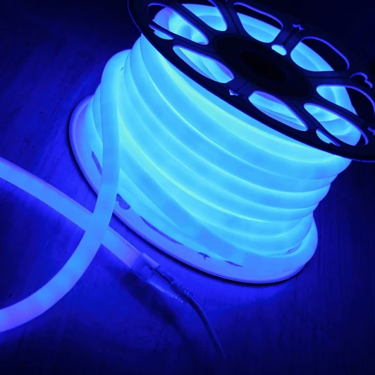 Гибкий неон LS002 220V 9.6W 120Led 2835 IP67 круглый синий, 100 м Светодиодный гибкий неон круглый влагозащищенный Elektrostandard, 9.6W, DC220V, IP67, синий, 1 метр