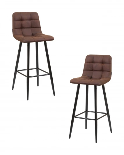 LML-8078-N_B-M_MF-PK-03 Набор 2 шт стул барный DOBRIN NICOLE (черные матовые ножки, коричневая микрофибра (PK-03))