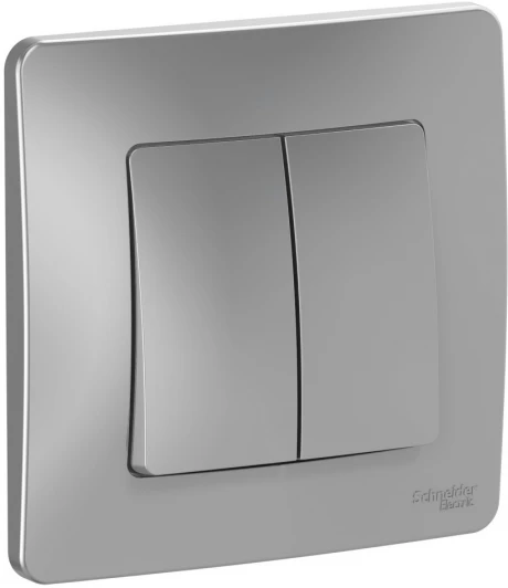 BLNVS106603 Выключатель встраиваемый двухклавишный (алюминий) Systeme Electric Blanca BLNVS106603