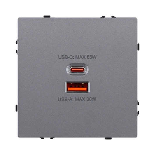 EC-024GY Розетка USB A+C 65W серый Kollinger Eclipse EC-024GY