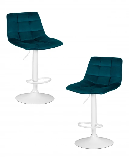 SET-2 5017_WhiteBase-LM TAILOR WHITE Набор 2 шт Стул барный DOBRIN TAILOR WHITE (морской волны велюр (MJ9-99))