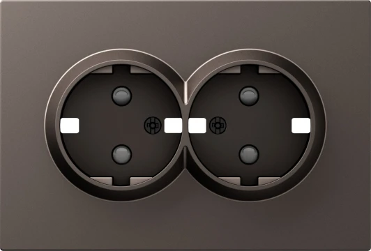 DS22253 Накладка для розетки 2-й с заземлением, со шторками 16A 250 В~, мокко Donel S08 DS22253