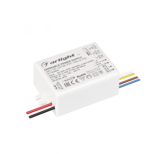 044822 Блок питания ARJ-SP-40150-PFC-DALI2-PD (6W, 3-40V, 150mA) (Arlight, IP20 Пластик, 5 лет) 044822