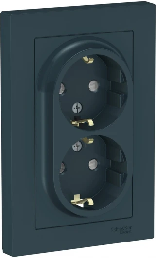 ATN000826 Розетка встраиваемая двойная с заземлением (изумрудный) Systeme Electric AtlasDesign ATN000826