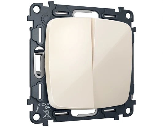 MO303030 Комплект механизма двухклавишного перекрестного выключателя встраиваемый (бежевый глянец) Ambrella Volt QUANT MO303030