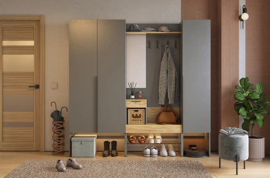 ПК11Баско.3319 Прихожая "Баско К11" Mebelson (ЛДСП/Графит,Дуб крафт золотой) арт.ПК11Баско.3319