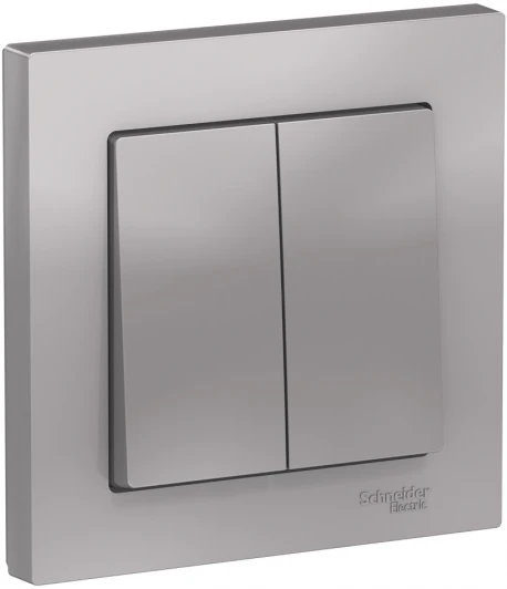 ATN000352 Выключатель встраиваемый двухклавишный (алюминий) Systeme Electric AtlasDesign ATN000352