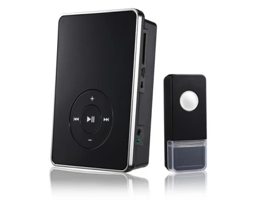 DBQ09M Звонок дверной беспроводной Elektrostandard, хром с черным, 16 мелодий, MP3, IP44, 433MHz