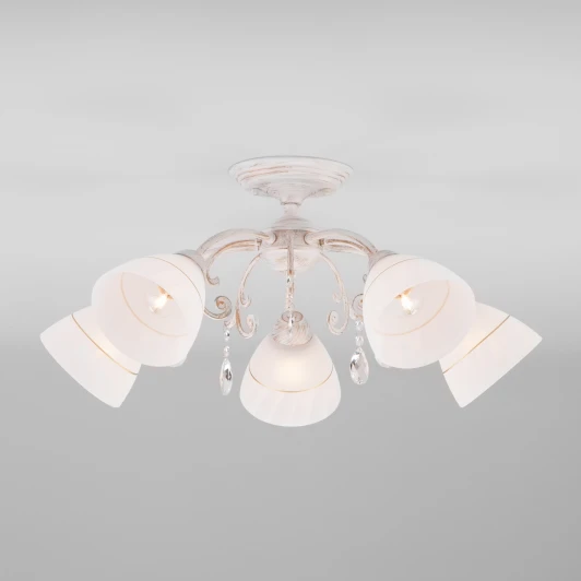 30156/5 белый с золотом Потолочная люстра Eurosvet Camilla 30156/5 белый с золотом