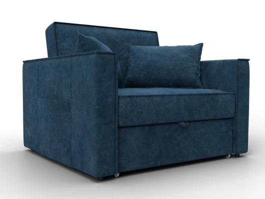 134850 Кресло-кровать Лига-104 (80) (ЛДСП,Брус,Фанера,Велюр/Синий) Лига Диванов 134850