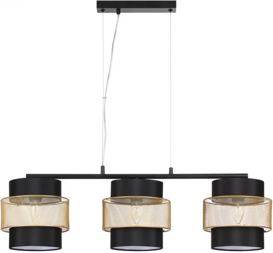 8003/3A Подвесной светильник Lumion Animaisa 8003/3A черный/черный, золотой металл/металл, текстиль Е27 3*60W 220V (на проводе)